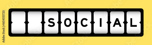 Black color in word social on slot banner with yellow color background