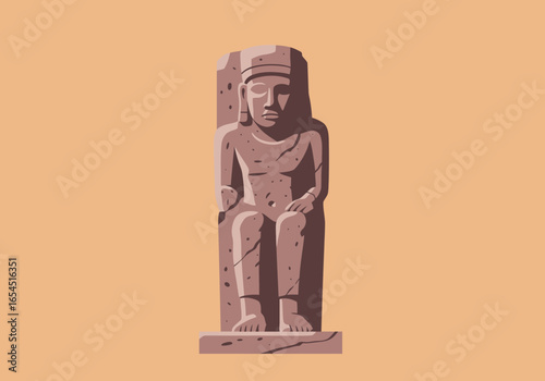 Ancient Egyptian Stone Statue of a Seated Pharaoh or Deity, Symbolizing Power, Divinity, and Enduring Legacy in Egyptian Civilization
