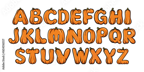 Vibrant pumpkin alphabet letters for festive autumn designs
