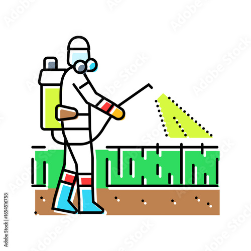 spraying pesticides color icon vector illustration