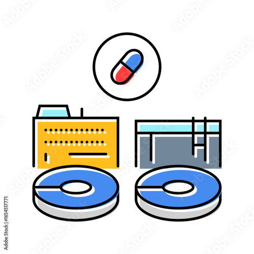 wastewater treatment plant pills color icon vector illustration