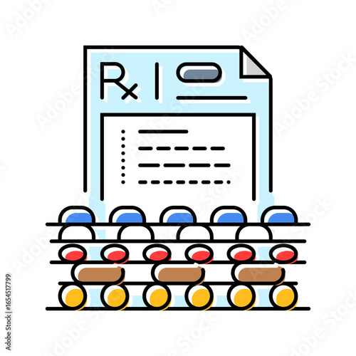 over prescription of medicine color icon vector illustration