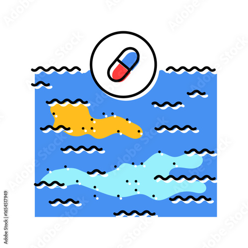 pharmaceutical waste ocean color icon vector illustration