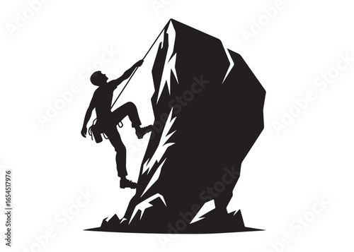 rock climbing logo silhouette vector, mountain climbing vector silhouette illustration, sport climbing silhouette logo, abseiling rock climbing logo silhouettes vector on white background