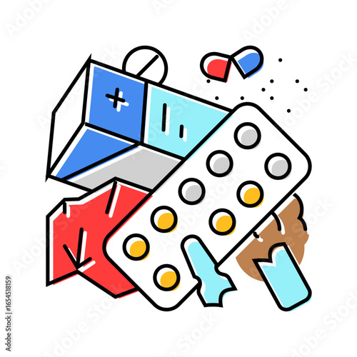 pile of pharmaceutical waste color icon vector illustration