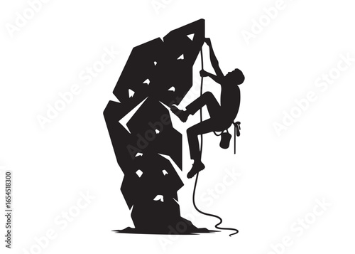 rock climbing logo silhouette vector, mountain climbing vector silhouette illustration, sport climbing silhouette logo, abseiling rock climbing logo silhouettes vector on white background