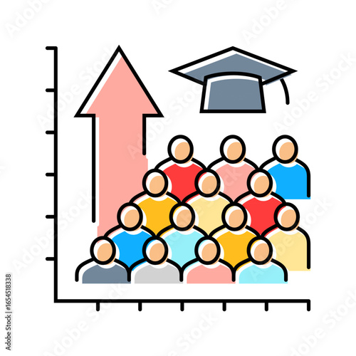 increased school enrollment color icon vector illustration
