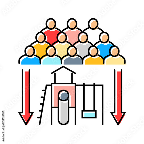 crowded playground color icon vector illustration