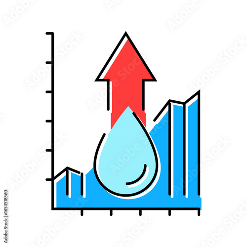 water consumption rise color icon vector illustration