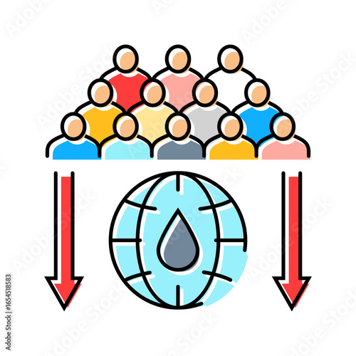 population pressure natural resources color icon vector illustration
