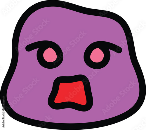 a cute and shocked purple face