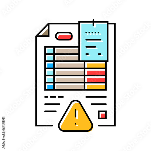 overdue bills color icon vector illustration