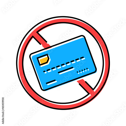 crossed out credit card color icon vector illustration