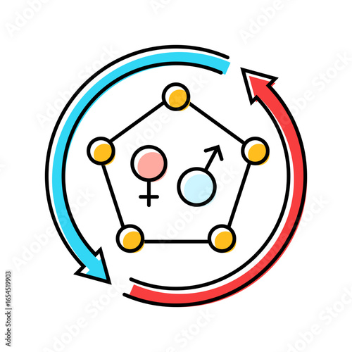 hormonal changes adolescence puberty color icon vector illustration
