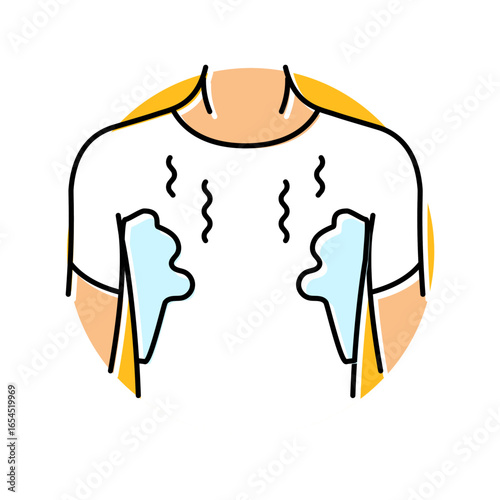 sweating odor adolescence puberty color icon vector illustration