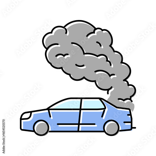 car visible exhaust fumes air pollution color icon vector illustration