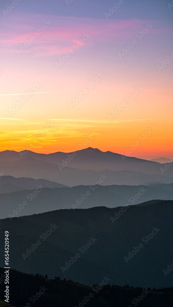 Fototapeta premium Sunrise over mountain ranges