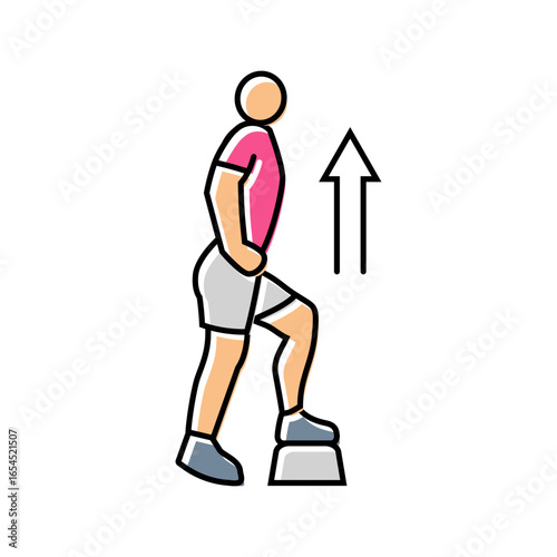 ankle stretch step functional fitness color icon vector illustration