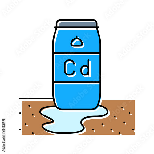 leaking barrels cadmium contaminating soil color icon vector illustration