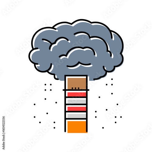industrial smokestacks releasing particulate matter containing toxic metals color icon vector illustration