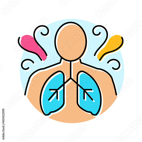 breathing technique inclusive fitness color icon vector illustration