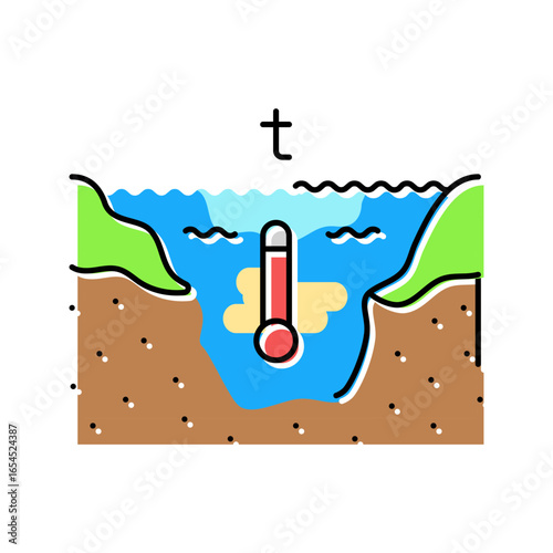 thermal hotspot river pollution color icon vector illustration