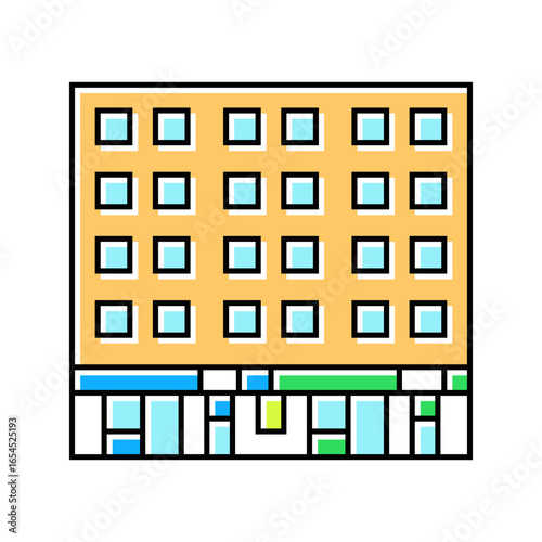 mixed use buildings urbanization color icon vector illustration