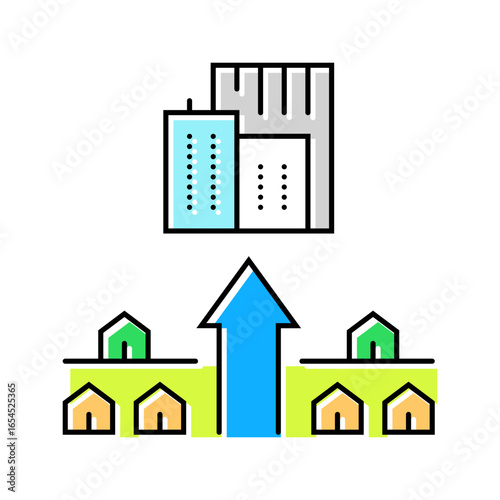 urban migration arrows color icon vector illustration