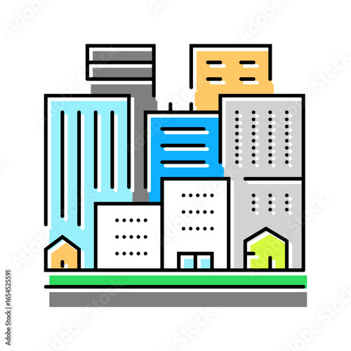urban housing complex urbanization color icon vector illustration