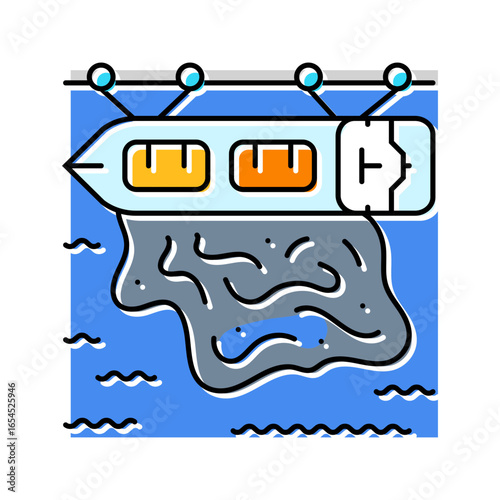 industrial port oil leakage color icon vector illustration