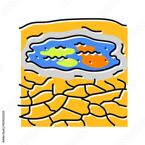 dried landscape dirty water source color icon vector illustration