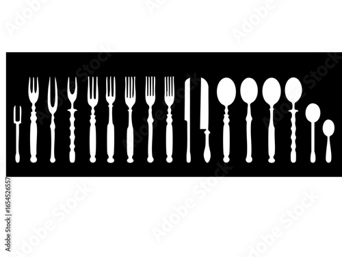 cutlery set black and white