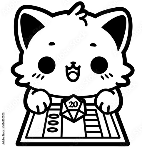 cute cartoon cat d&d player - layered cut file -