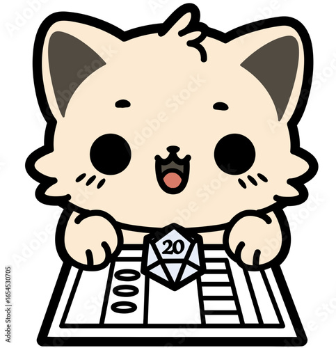 cute cartoon cat d&d player - layered cut file -