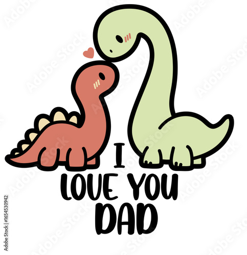 i love you dad cute brontosaurus - layered cut file - father's day clip art