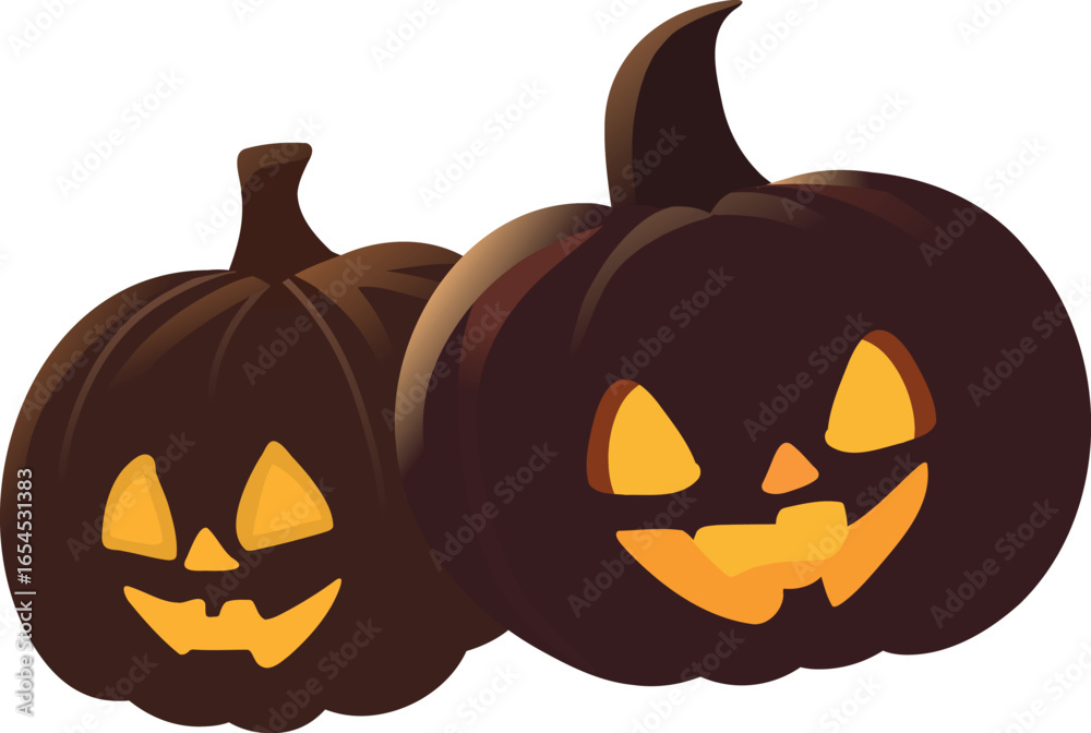 Naklejka premium Illustration of Two Carved Pumpkins