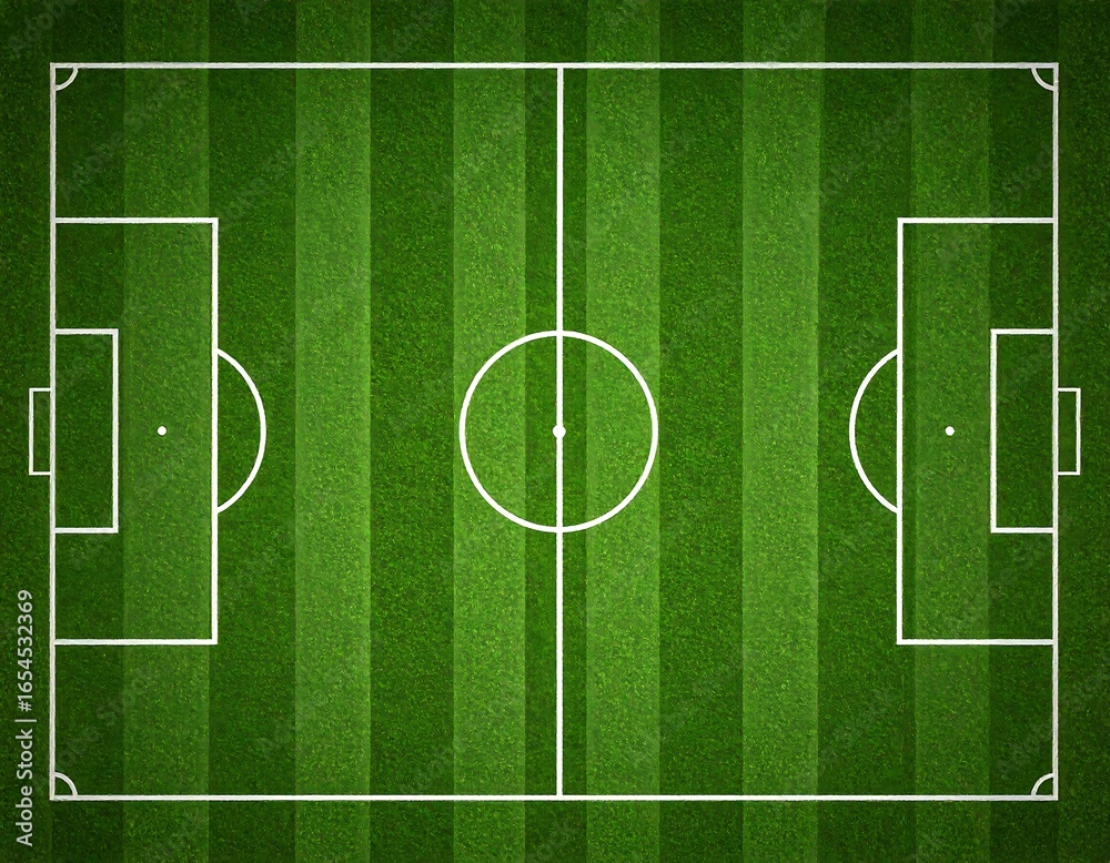 Fototapeta premium Soccer field, overhead view