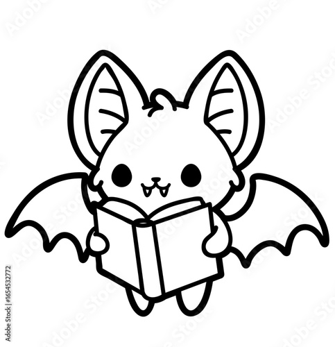 cute bat reading a spell book - layered cut file - halloween clip art