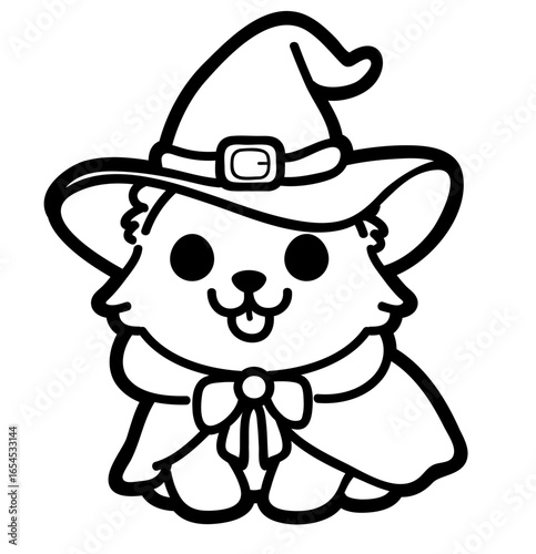 cute corgi puppy with witch costume - layered cut file - spooky halloween clipart