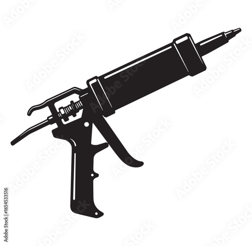 Silhouette illustration of a caulk gun used for construction and repair projects