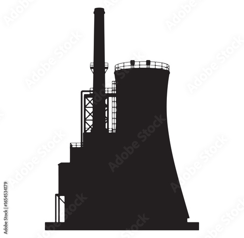 Silhouette of a power plant depicting industrial infrastructure for energy production