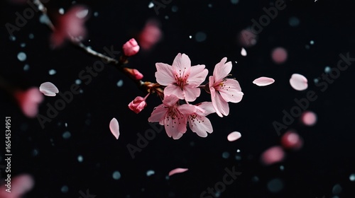 Ephemeral Beauty: Delicate Pink Cherry Blossoms Falling