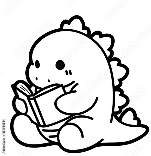 cute reading dragon - layered cut file - book clipart