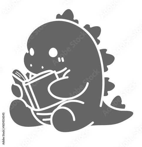 cute reading dragon - layered cut file - book clipart