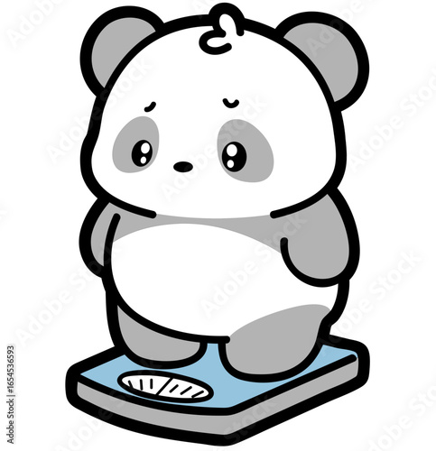 cute panda on a weight balance - layered cut file - health clipart