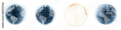 Digital Earth Globes with Network Connections on White