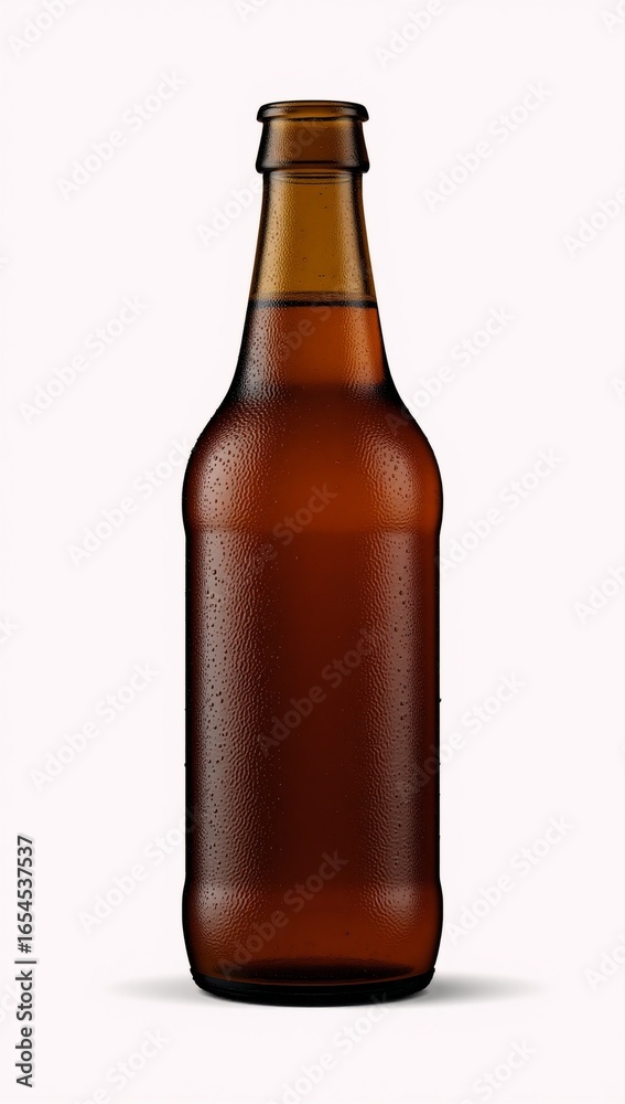 Isolated brown glass beer bottle on white background Isolated brown glass beer bottle on white background