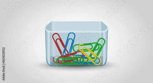 Container Filled with Colorful Paper Clips, Illustrating Organization Concept