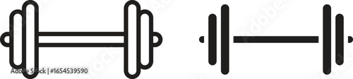 Two simple line art dumbbell icons isolated on a white background. Perfect for fitness, gym, or workout related projects.
