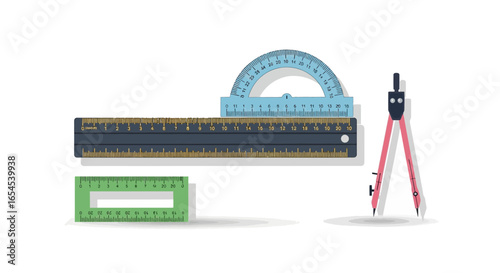 Geometry toolkit displaying essential measuring tools for precision artwork